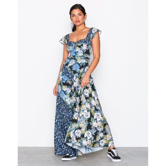 Free People Dresses & Skirts - NWT Free People La Fleur Maxi Dress Sz 2 Dark Blue